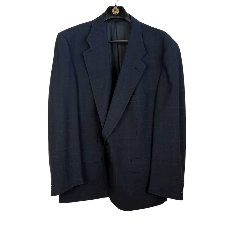 Vintage Burberrys 100% Wool Blazer Navy‎ Windowpane Check Men's XL Designer
